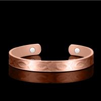 Brass Cuff Bangle, with Magnet, plated, for woman, rose gold color, 8mm cm 