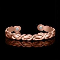 Brass Cuff Bangle, with Magnet, plated, for woman, rose gold color, 8mm cm 