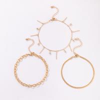 Zinc Alloy Anklet, for woman & with rhinestone, golden .5 cm 