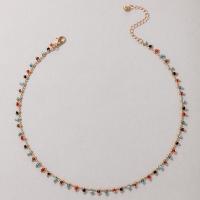 жемчужное стеклянное ожерелье , цинковый сплав, с Seedbead, Женский, разноцветный, длина:44 см, продается PC