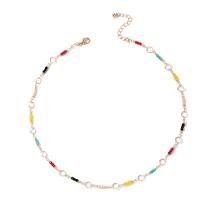 Glass Seed Beads Necklace, Zinc Alloy, with Seedbead, Unisex, mixed colors .3 cm 