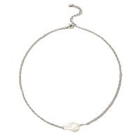 Plastic Pearl Necklace, Zinc Alloy, with Plastic Pearl, Unisex, silver color cm 