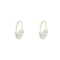 Brass Hoop Earring, with ABS Plastic Pearl, real gold plated, fashion jewelry & for woman 