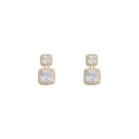 Cubic Zircon Brass Earring, 925 thailand sterling silver post pin, real gold plated, fashion jewelry & for woman & with cubic zirconia, silver color 
