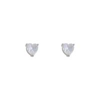 Cubic Zircon Brass Earring, 925 thailand sterling silver post pin, Heart, platinum plated, fashion jewelry & for woman & with cubic zirconia 