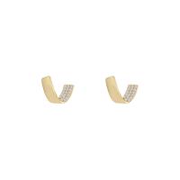 Cubic Zirconia Micro Pave Brass Earring, real gold plated, fashion jewelry & for woman & with cubic zirconia 