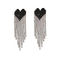Fashion Fringe Earrings, Rhinestone, with Zinc Alloy, Heart, plated, for woman 