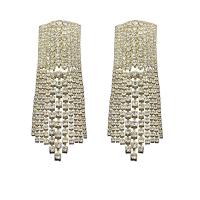 Fashion Fringe Earrings, Rhinestone, with Zinc Alloy, plated, for woman 