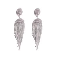 Fashion Fringe Earrings, Rhinestone, with Zinc Alloy, platinum color plated, for woman 