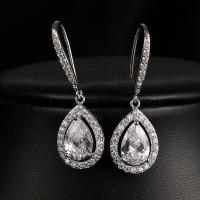 Zinc Alloy Rhinestone Drop Earring, Teardrop, micro pave cubic zirconia & for woman, original color 