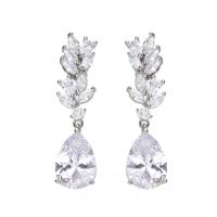 Cubic Zircon (CZ) Drop Earring, Zinc Alloy, plated, micro pave cubic zirconia & for woman 