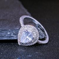 Circón cúbico anillo de dedo de latón, metal, chapado en color de platina, diverso tamaño para la opción & micro arcilla de zirconia cúbica & para mujer, Vendido por UD