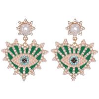 Zinc Alloy Rhinestone Drop Earring, with Plastic Pearl, evil eye pattern & for woman & with rhinestone 