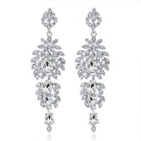 Zinc Alloy Rhinestone Drop Earring, platinum color plated, for woman & with rhinestone 