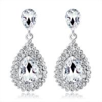 Zinc Alloy Rhinestone Drop Earring, platinum color plated, for woman & with rhinestone 