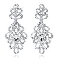 Zinc Alloy Rhinestone Drop Earring, platinum color plated, for woman & with rhinestone 