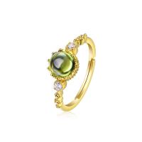 Стерлингового серебра кольцо, 925 пробы, с перидот, Регулируемый & Женский & с кубическим цирконием, разноцветный продается PC