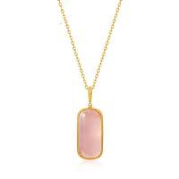 Natural Quartz Pendants, 925 Sterling Silver, with Rose Quartz, plated, for woman, mixed colors 