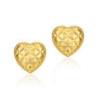 Sterling Silver Stud Earring, 925 Sterling Silver, Heart, plated, for woman, golden 