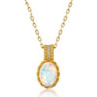 Cubic Zirconia Sterling Silver Pendants, 925 Sterling Silver, with Artificial Opal, plated, for woman & with cubic zirconia, mixed colors 