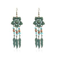 Fashion Fringe Earrings, Zinc Alloy, with turquoise & Wood, plated, fashion jewelry & for woman, green 
