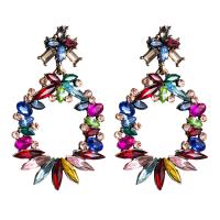 Zinc Alloy Rhinestone Drop Earring, with acrylic rhinestone, fashion jewelry & for woman, multi-colored 