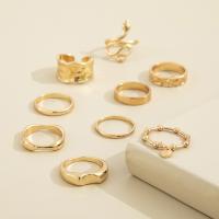 Zink-Legierung Ring Set, Zinklegierung, neun Stück & Modeschmuck & für Frau, goldfarben, verkauft von setzen
