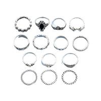 Zink-Legierung Ring Set, Zinklegierung, 14 Stück & Modeschmuck & für Frau & mit Strass, originale Farbe, verkauft von setzen