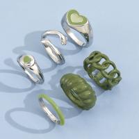 Zink-Legierung Ring Set, Zinklegierung, Spritzlackierung, 6 Stück & Modeschmuck & für Frau & Emaille, grün, verkauft von Spule