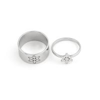 Stainless Steel Finger Ring, Snowflake, 2 pieces & fashion jewelry & Unisex, original color 