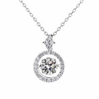 Cubic Zirconia Sterling Silver Necklace, 925 Sterling Silver, with Moissanite, with 1.97 extender chain, fashion jewelry & for woman & with cubic zirconia .75 Inch 