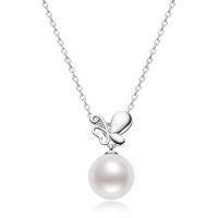 Sterling Silber Perlenkette, 925er Sterling Silber, mit Perlen, mit Verlängerungskettchen von 1.97, Modeschmuck & für Frau, weiß, 8-8.5mm, Länge:15.75 ZollInch, verkauft von PC