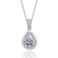 Cubic Zirconia Sterling Silver Necklace, 925 Sterling Silver, with Moissanite, fashion jewelry & for woman & with cubic zirconia, 6.5mm .72 Inch 