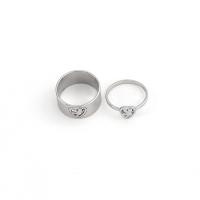 Stainless Steel Finger Ring, 2 pieces & fashion jewelry & for woman, original color 