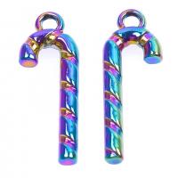 Zinc Alloy Christmas Pendants, Christmas Candy Cane, colorful plated, fashion jewelry, multi-colored cm 