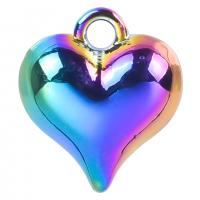 Zinc Alloy Heart Pendants, colorful plated, fashion jewelry, multi-colored cm 