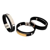 PU Leather Cord Bracelets, Titanium Steel, with PU Leather, plated, Unisex Approx 8.66 Inch 