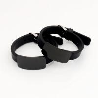 Bracelet de bijoux de silicone, pistolet noir plaqué, pour homme, noire Environ 9.64 pouce, Vendu par PC
