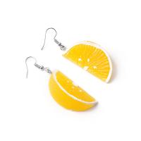 Resin Zinc Alloy Earring, with Zinc Alloy, Orange, for woman, yellow 