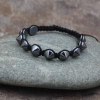 Hematite Bracelets, with Polyester Cord, Adjustable & Unisex black 
