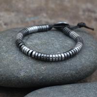 Hematite Bracelets, with zinc alloy bead, Adjustable & Unisex 