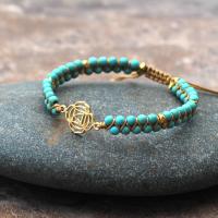 Turquoise Woven Ball Bracelets, with Polyester Cord & Zinc Alloy, gold color plated, Adjustable & Unisex Approx 7 Inch 