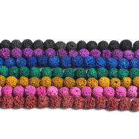 Multicolor Lava Perlen, rund, poliert, verschiedenen Materialien für die Wahl & verschiedene Größen vorhanden, keine, Länge:ca. 14.57 , verkauft von Strang