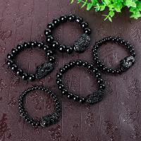Schwarzer Obsidian -Armband, Fabelhaft wildes Tier, verschiedene Größen vorhanden & für den Menschen, schwarz, verkauft von PC