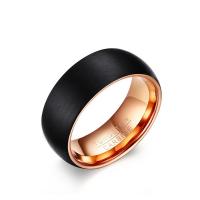 Tungsten Steel Finger Ring, rose gold color plated & for man, black, 8mm 