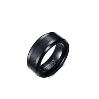 Tungsten Steel Finger Ring, with Carbon Fibre, polished & for man, black, 8mm 