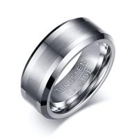 Tungsten Steel Finger Ring, polished & for man, original color, 8mm 