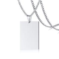 Stainless Steel Necklace, Square, polished, for man, original color Approx 23.62 Inch 