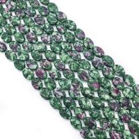 Perles en rouge vert, Rubis en Zoïsite, ovale plat, DIY, couleurs mélangées cm, Vendu par brin