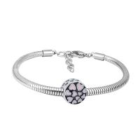 Stainless Steel  European Bracelets, 316 Stainless Steel, Unisex & with rhinestone, silver color .5 Inch 